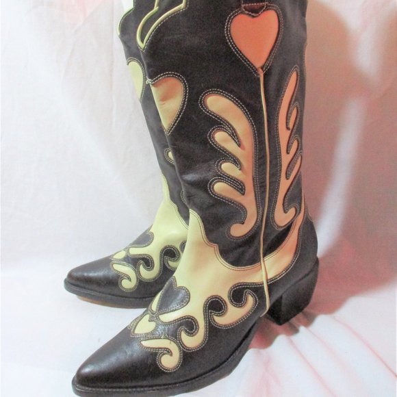 Brighton Black and Cream Heeled Cowboy Boots - Picture 5 of 7
